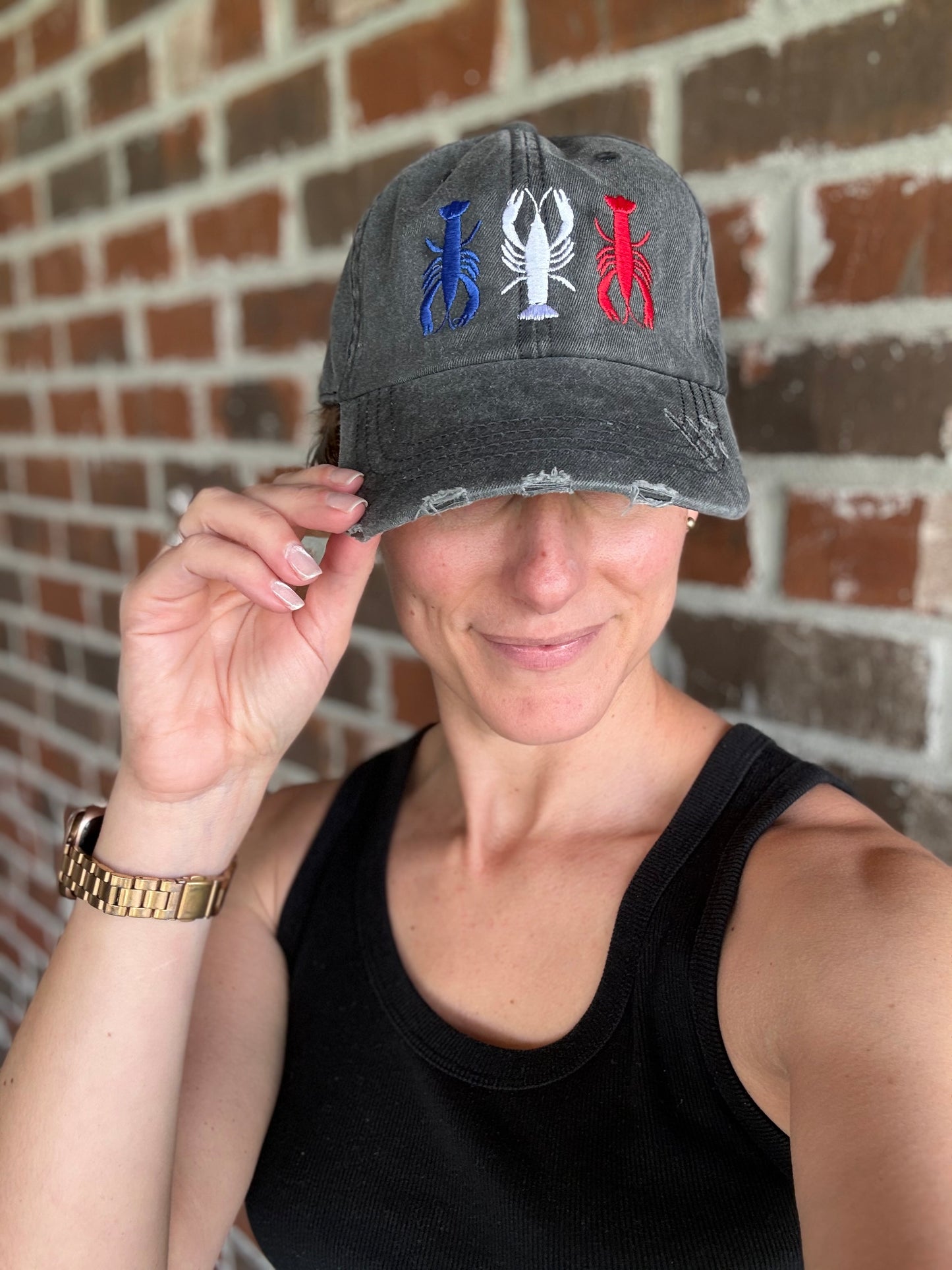 *PRE-ORDER* "USA Crawfish" Distressed Cap