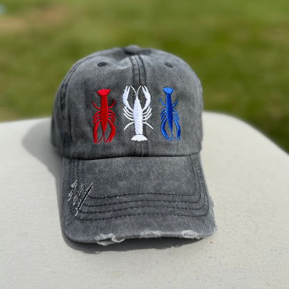 *PRE-ORDER* "USA Crawfish" Distressed Cap