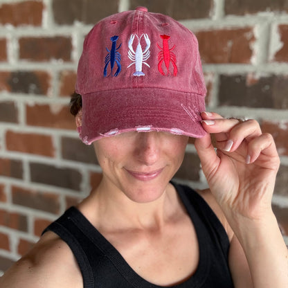 *PRE-ORDER* "USA Crawfish" Distressed Cap