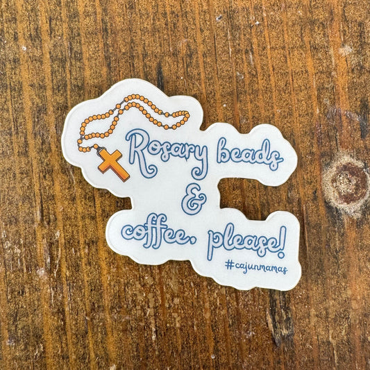 Rosary Beads & Coffee Please Vinyl Sticker