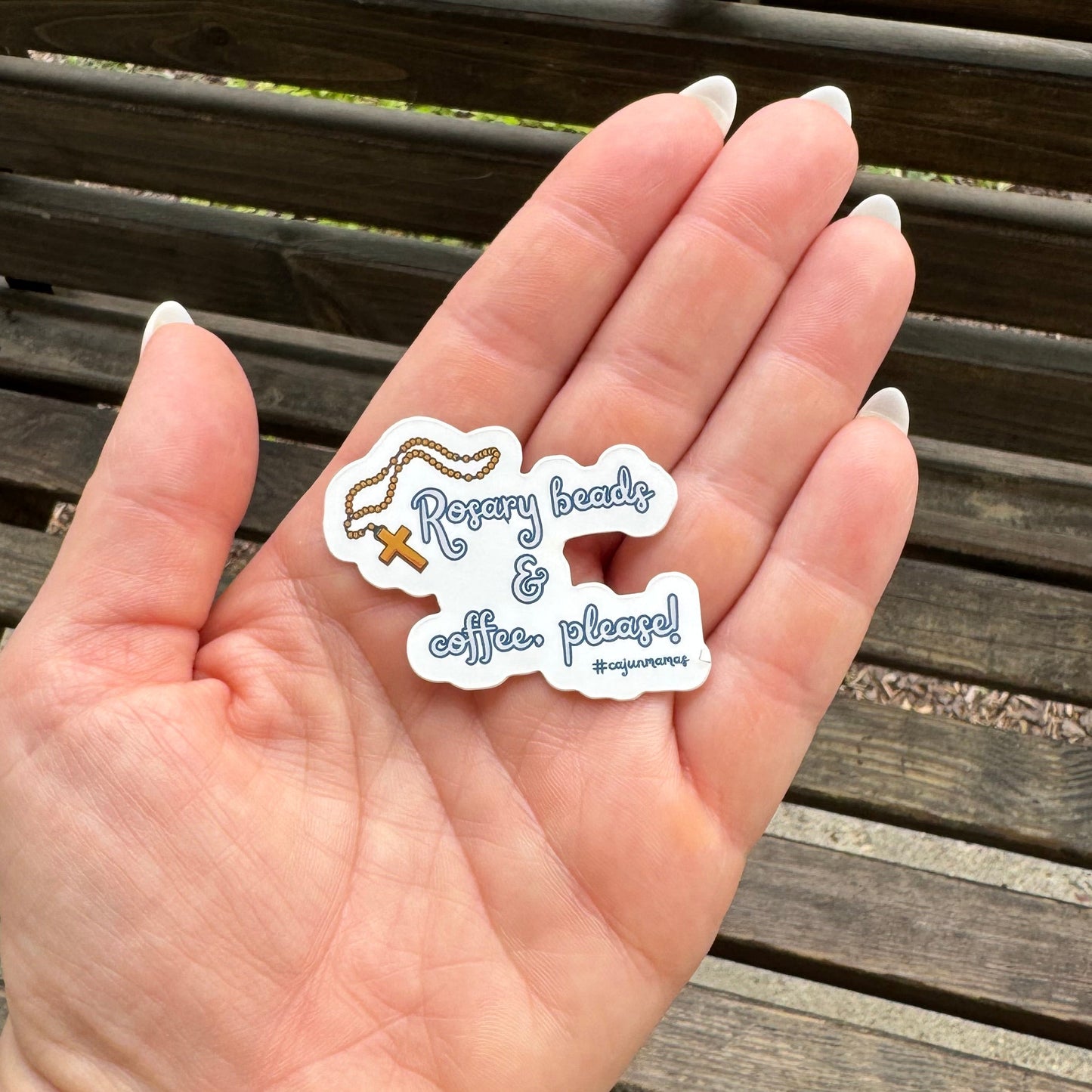 Rosary Beads & Coffee Please Vinyl Sticker