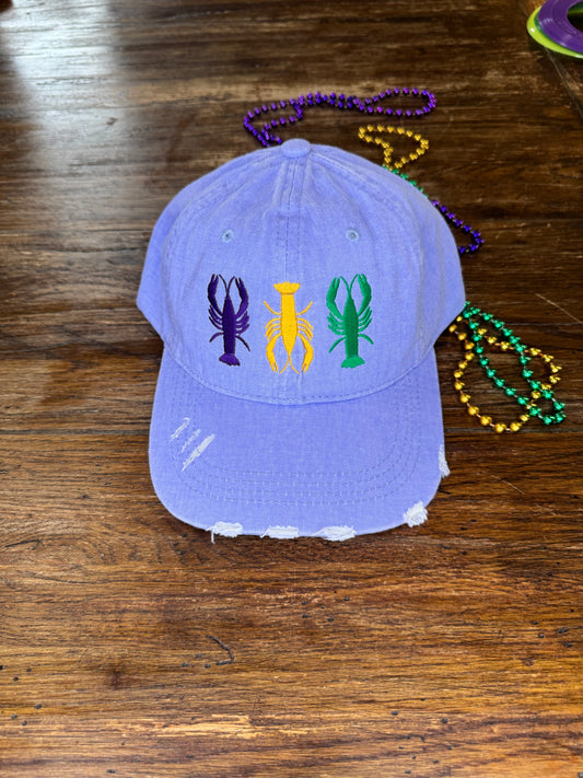*PRE-ORDER* "Mardi Gras Crawfish" Distressed Cap